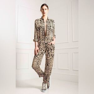Temperley London Pre-Fall 2015 Honare Animal Print Ecru & Black Cloqué Jumpsuit